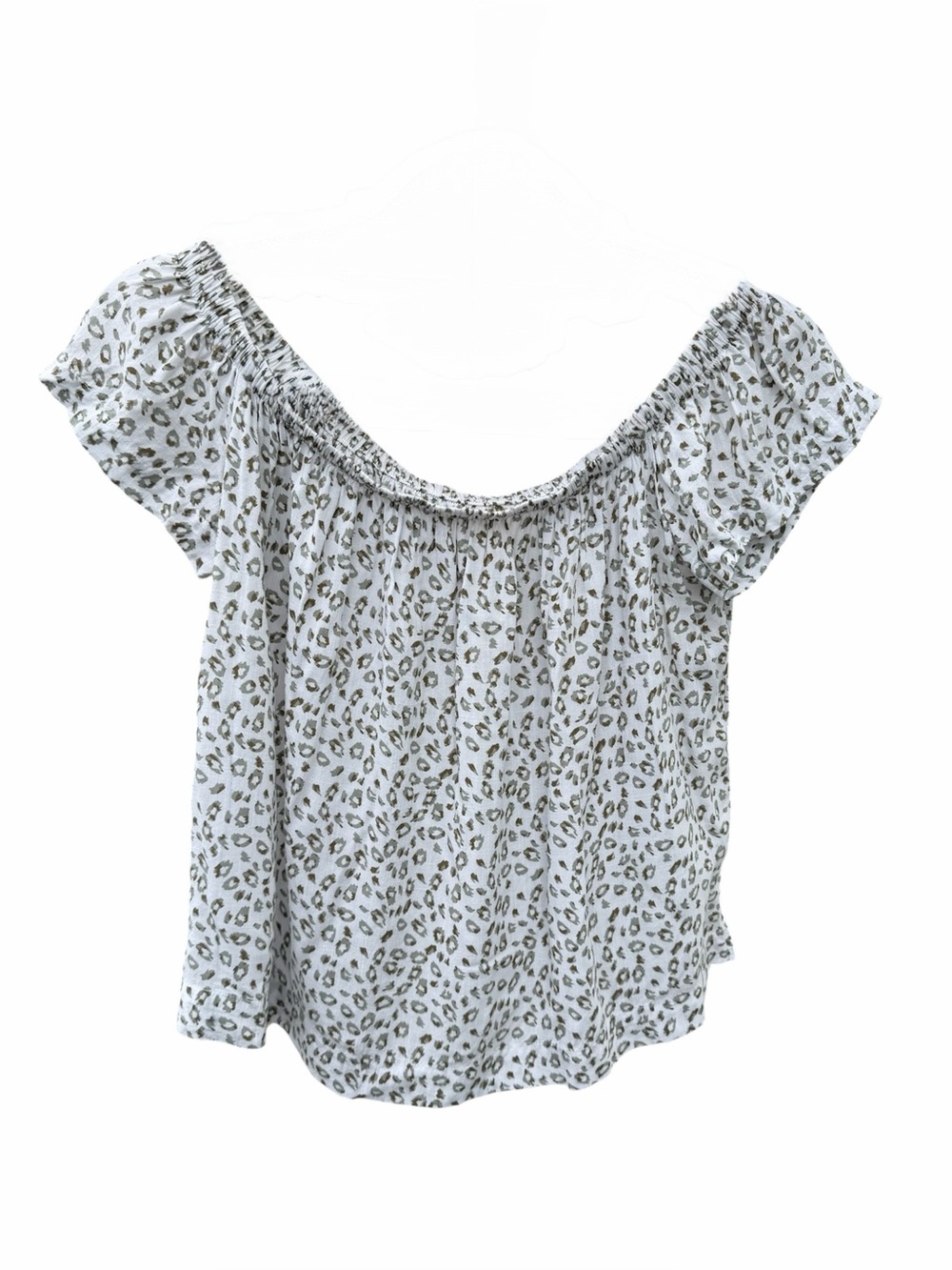 Cloth & Stone (Anthropologie) Smocked Off-Shoulder Leopard Print Top